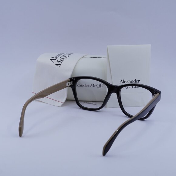 Alexander McQueen AM0306O 004 Square Eyeglasses 52mm - Black/Brown - Picture 9 of 9